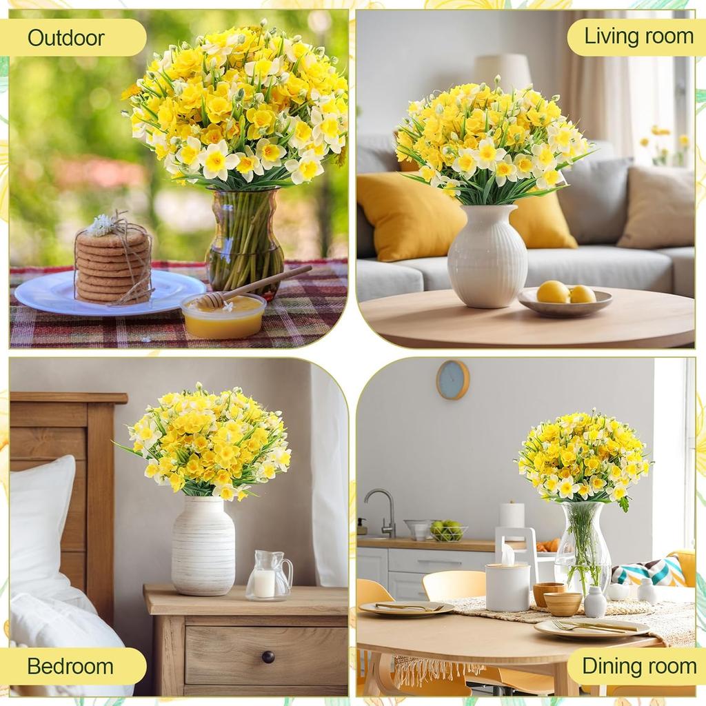 Artificial Flowers Narcissus Silk Bridal Bouquet Wedding Wreath Outdoor Garden Festival Home Room Vase Table Diy Gift Decoration