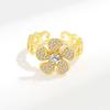 Rotatable Flower Open Ring For Women Adjustable Spinning Floral Band Unique Personality Fashion Jewelry Gift