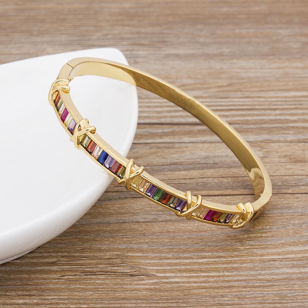 

Nidin Fashion Men Bangle Bracelets Copper Cubic Zirconia Crystal Rhinestone Cuff Bangle For Female Luxulry Accessories Gift 56-58mm