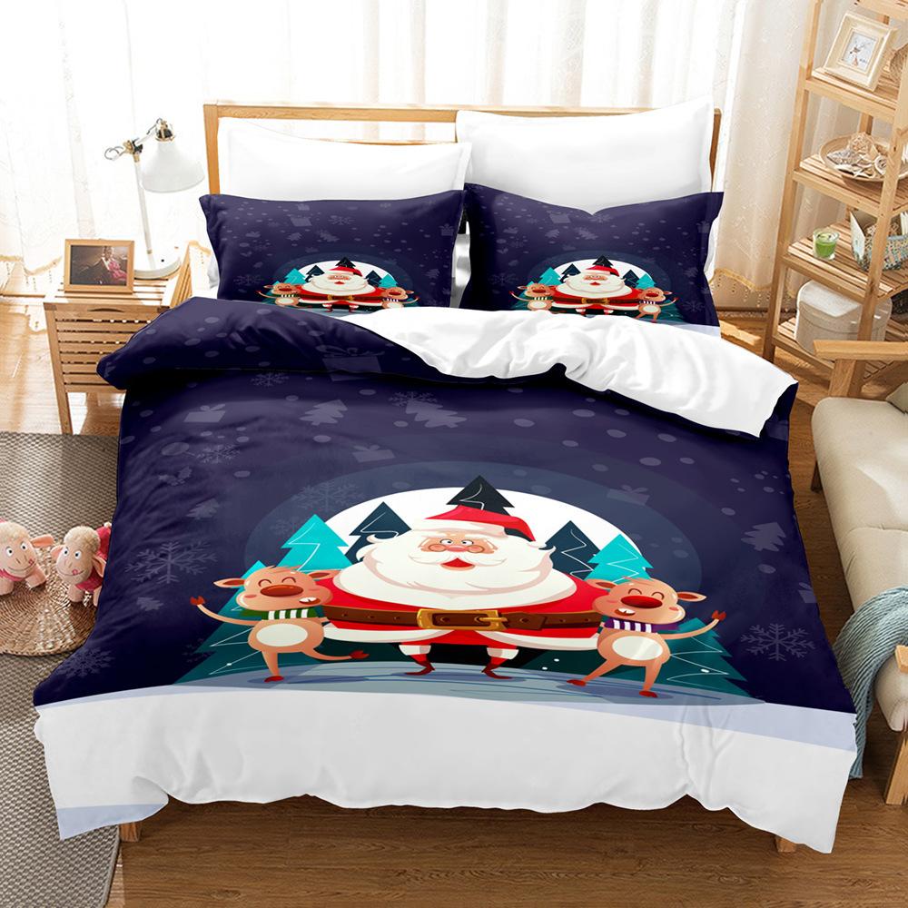 3D Digital Printing Three-Piece Set, Santa Claus 3D Printing Bedding Set