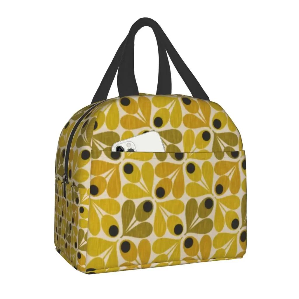 Orla Kiely Multi Stem Thermal Insulated Lunch Bag Scandinavian Flower Portable Lunch Tote for Outdoor Picnic Storage Food Box