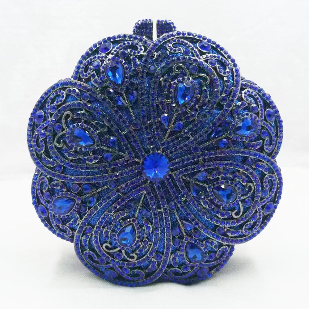 Strass a Fiore Rotondi 6 Colori Borse a Pochette Dorate/Champagne da Donna Borsa da Matrimonio Portamonete da Sera in Cristallo Pochette Metalliche Minaudiere