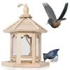 Durable House Shape Bird Feeder House Hanging Wooden Pet Feeder Box Bird Food Dispenser Balcony