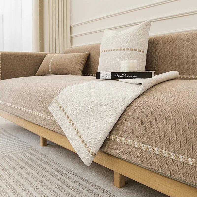 Chenille-Sofakissen für Wohnzimmer, nordisches Sofa-Handtuch, Matte, rutschfeste Couch-Abdeckung, L-Ecksofa, Handtuch, Sitzpolster, Schnur, Gurtband