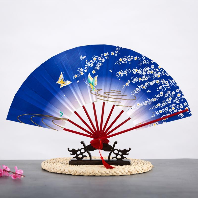 Ancient Chinese Style Golden Portable Folding Fan Bamboo Ribs Japanese Decor Stage Fan Girl Hanfu Dance Performance Hand Fan