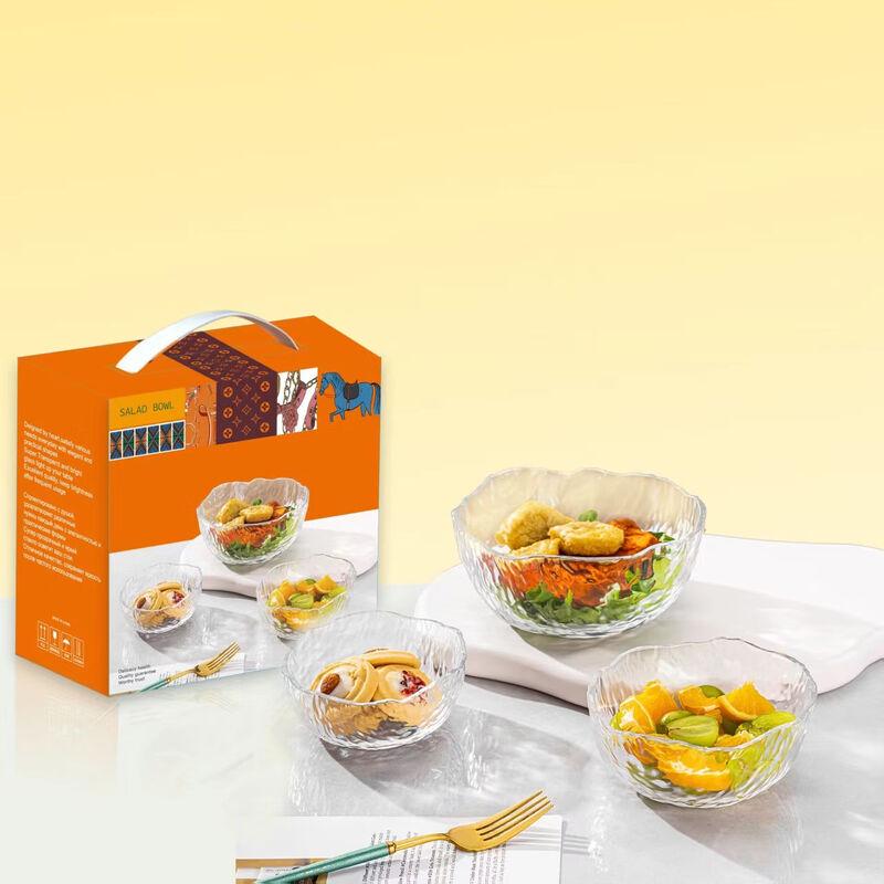 Aizlv BorOF 3-Piece Glass Fruit Plate & Salad Bowl Set
