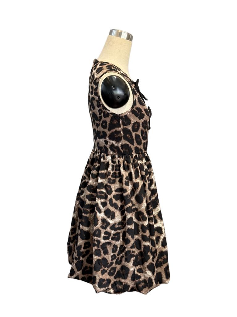Women Leopard Print 3D Floral Decor Dress Summer Women Mature Style French Retro Patchwork Slim Sexy Elegant Women Maxi Dress