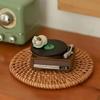 Miniature Dollhouse Props 1/12 Vintage Realistic Grocery Record Player Cat Gramophone for DIY Handmade Model Decoration