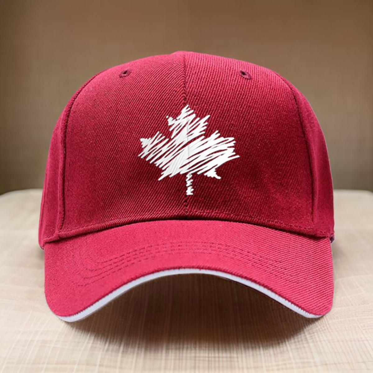 

Scribble Maple Leaf Baseball Cap Unisex Durable Polyester Casual Sports Adjustable Summer Headwear One Size