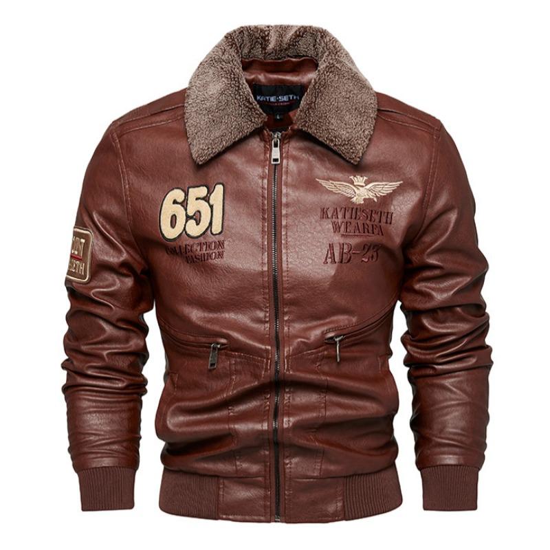 Motorcycle Lapel Leather Jacket Men's Fashion Retro Large Size Leather Jacket