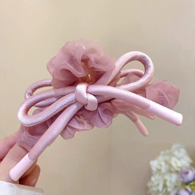 New Mesh Tulle Large Bowknot Grab Clip Elegant Retro Female Ponytail Braid Claw Clip Hair Accessories Gift Headdress