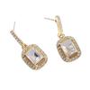 1Pair French Vintage Green Transparent Gem Simple Hanging Earring Jewelry Exquisite Drop Dangle Personality  Stud Earring