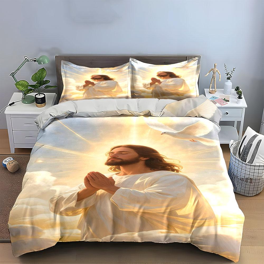 Praying figure with dove. Bedding sets Duvet cover sets Duvet covers Pillowcases(1 * Duvet Cover 2 * Pillowcases without duvet insert)