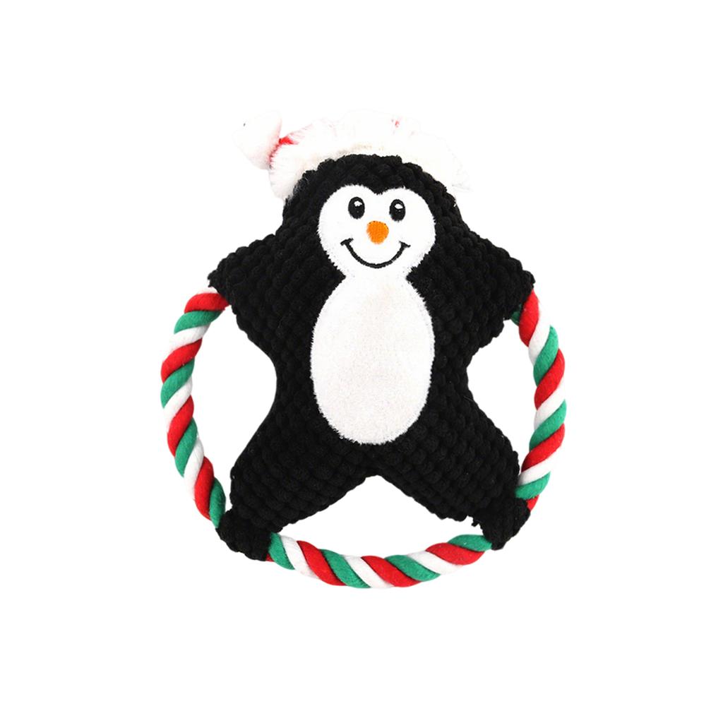 Christmas Plush Dog Toy With Squeaker, Interactive Chew And Tug Toy With Cotton Rope For Dogs