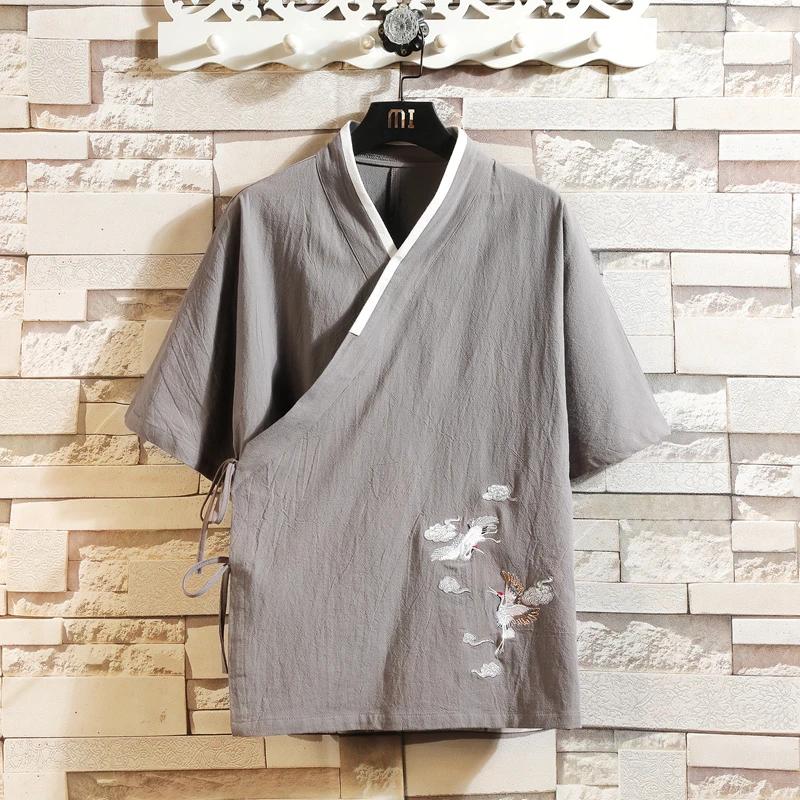 2026 Chinesischer Stil Herren Hemd mit diagonaler Knopfleiste Herren Kurzarm Tang Anzug Herren Vintage Cardigan Traditionelles Kung Fu Hanfu