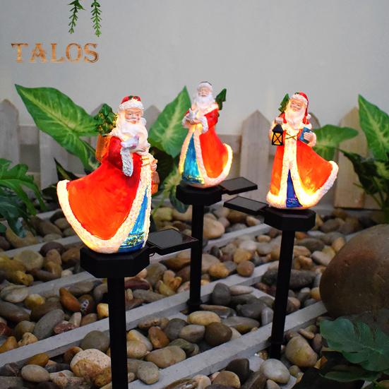 Santa Claus Solar Lights Resin Santa Figurine Waterproof Christmas Stake Light Outdoor Decor Statue Landscape LED Light for Home Yard Lawn