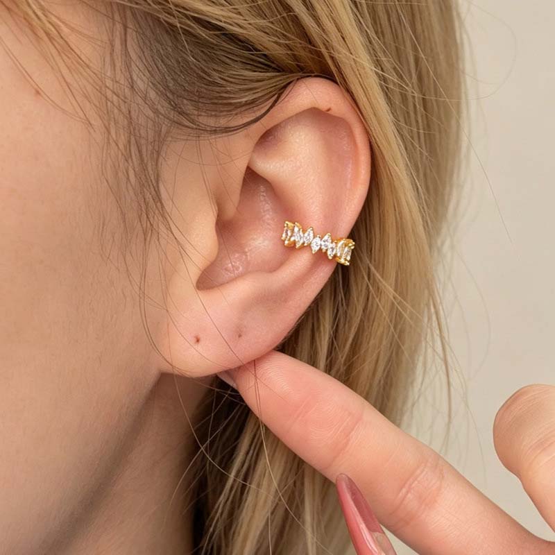 Fashion Zircon C-Shaped Ear Clip for Women Classic Gold Color Irregular No Piercing Ear Cuff Party Jewelry Gifts