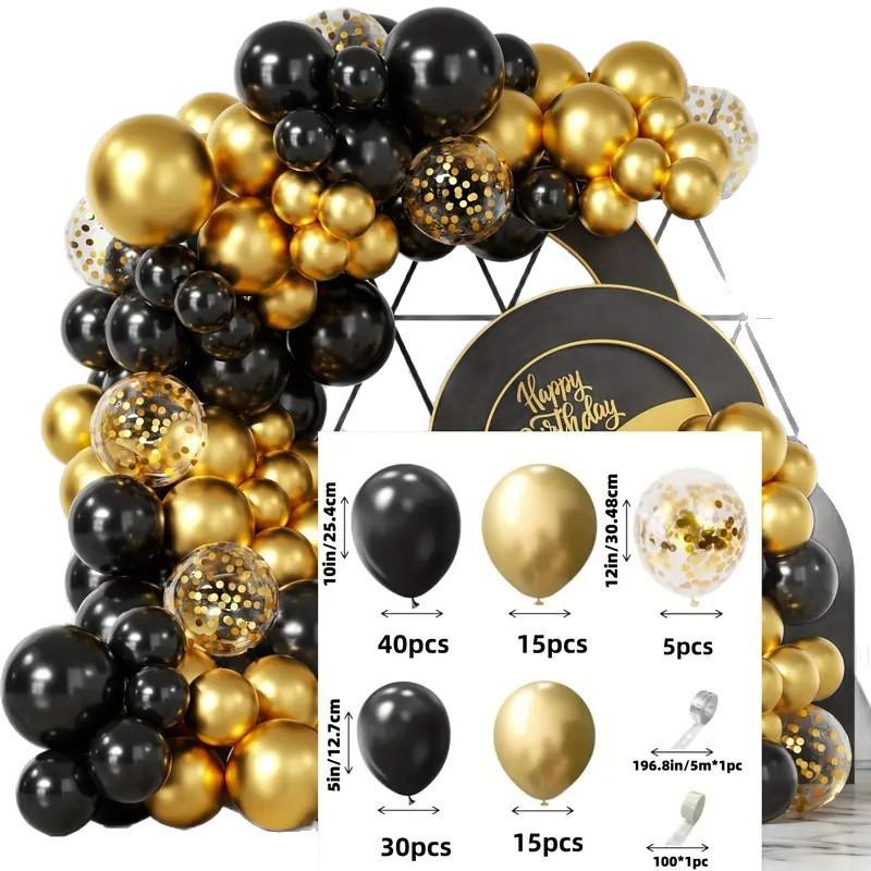 105 Black And Gold Balloon Wreath Set Wedding Birthday Proposal Atmosphere Party Venue Decoration