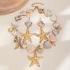 Boho Ocean Style Starfish Pendant Necklace and Drop Earring Set Irregular Natural Shell Beads Sea Animal Charms Women Beach Vacation Matching Jewelry