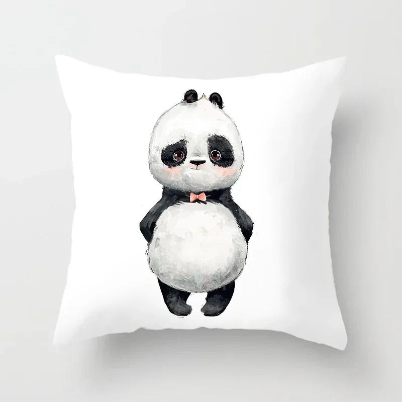 Cute Cartoon Panda Print Pattern Cushion Cover Pillow Cover Living Room Sofa Decoration Home