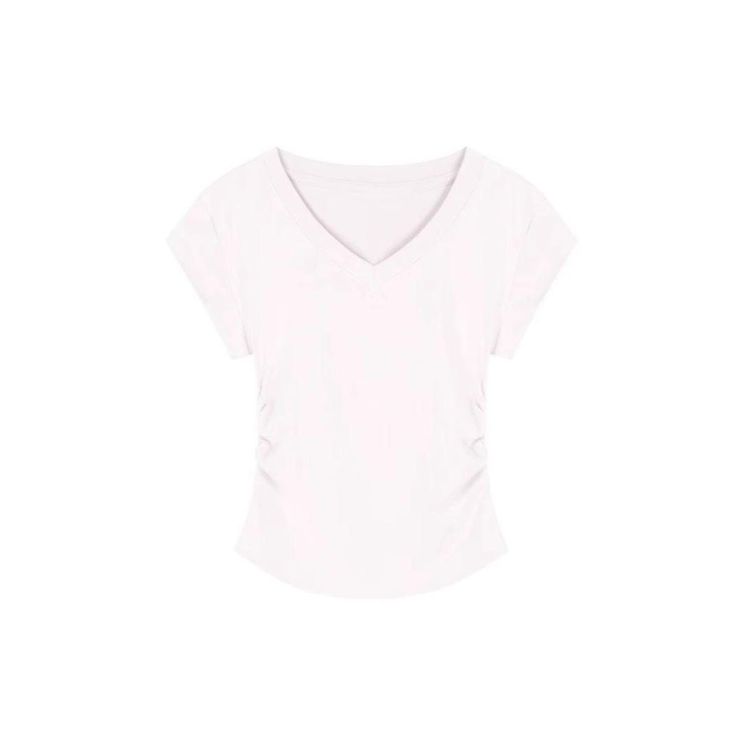 

Spicy Girl Retro Slim Fit V-Neck Short Sleeve T-Shirt L білий