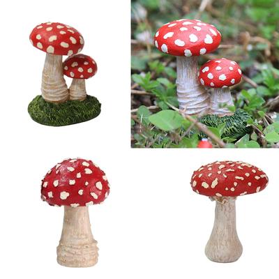 Houbová figurka Pryskyřičná socha Mini figurka houby pro pohádkovou terasu