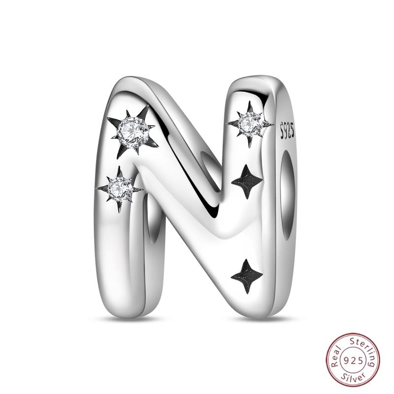 New Copper 26 Alphabet A-Z Charms Star Letter Beads Suitable For Diy Bracelet Women Jewelry Making