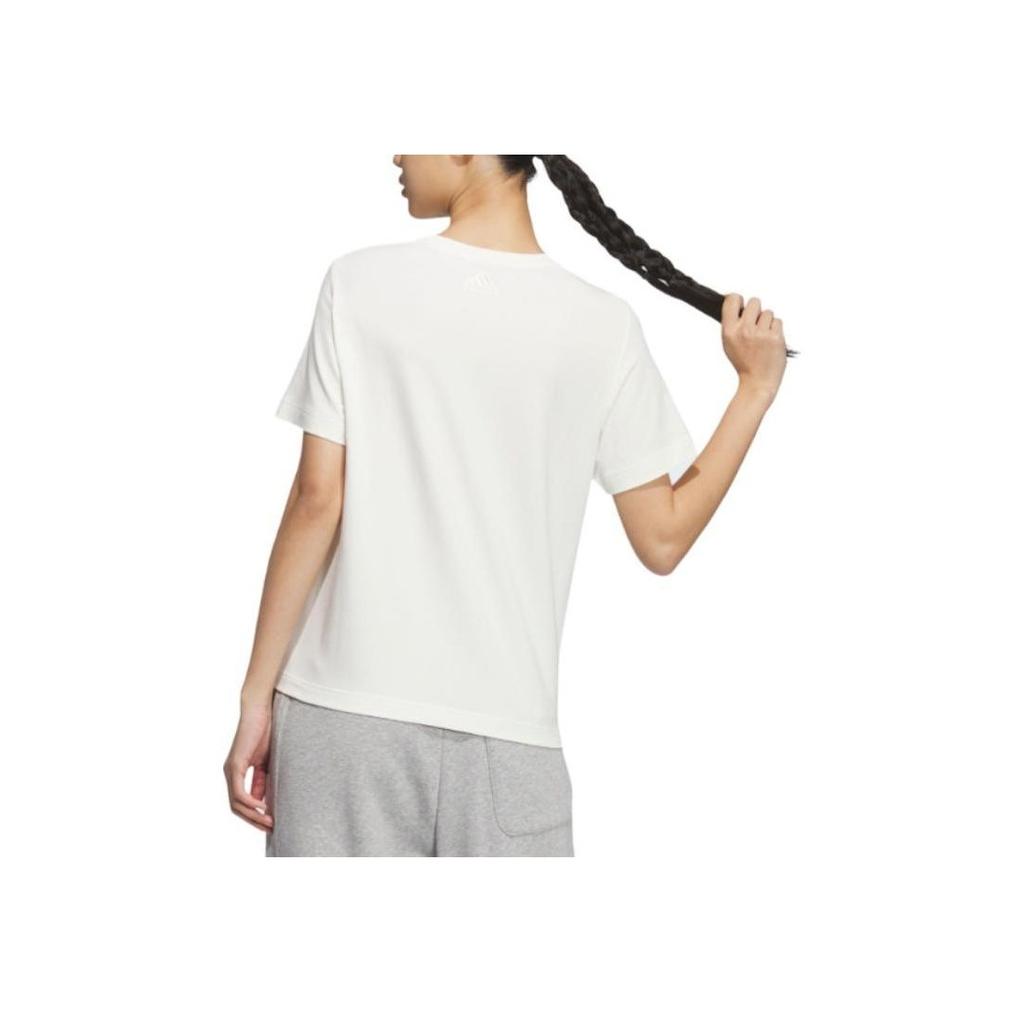 Adidas Casual Simple Round Neck Short Sleeve T-Shirt Women Tops Han-Jade-White JJ3587