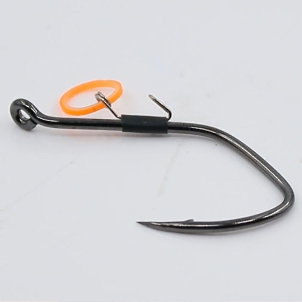10pcs Wacky Weedless Worm High-carbon Steel Fishhook Wide Gap Hawksbill Single Hook  Sea Fishing