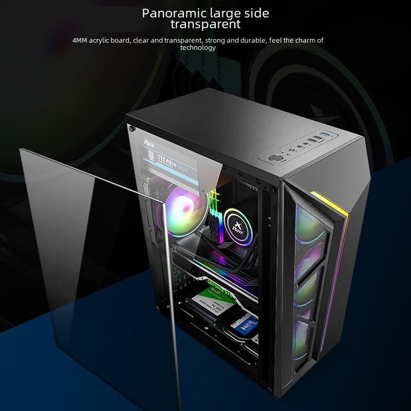 Qihangzhe V8 RGB játék számítógép tok átlátszó oldallal