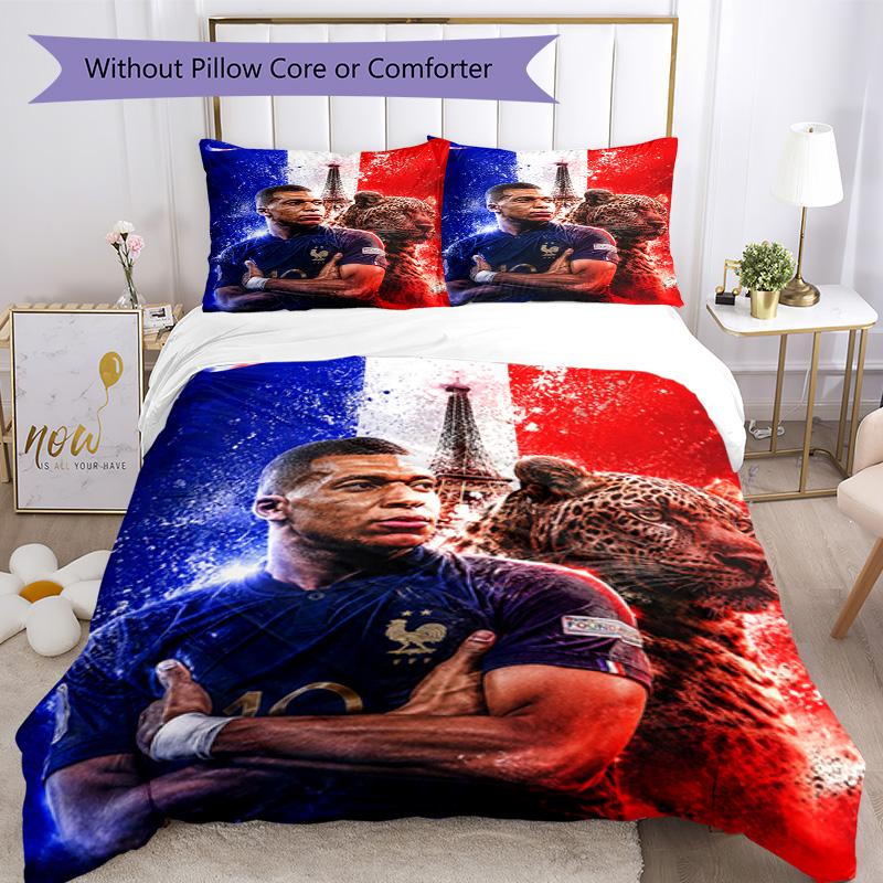 Star Player Kylian Mbapp Comforter Cover Set Design For Playroom Machine Washable Christmas Gift