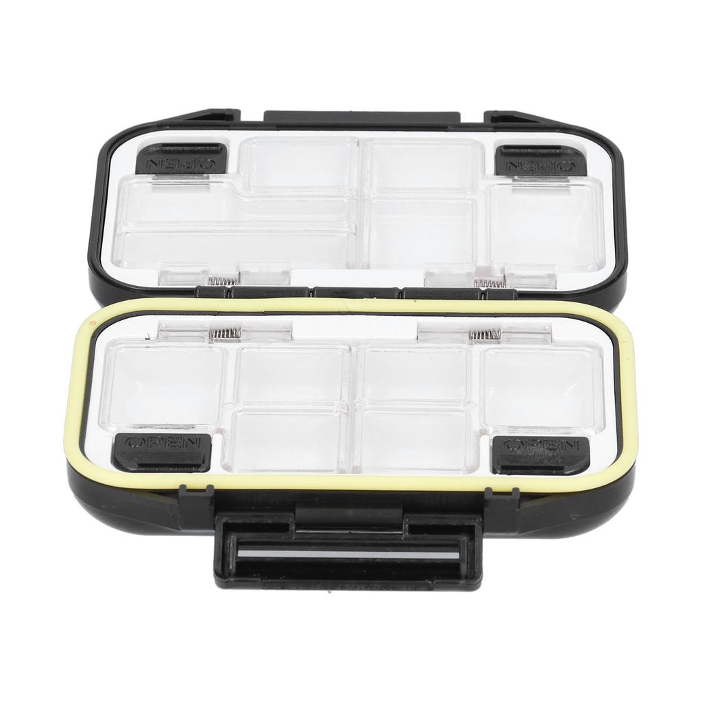 Boîte de Pêche Multi-Compartiments Détachable Étanche Rangement Appâts Leurres Hameçons Noir