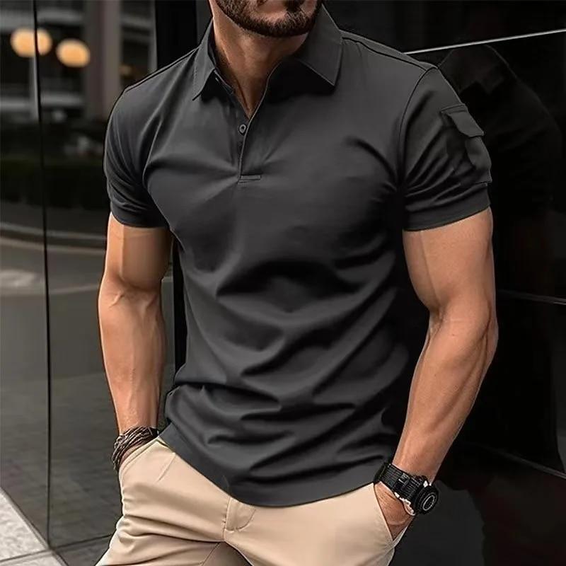 ThreeThree Summer Men's Casual Short-Sleeved Polo Shirt Office Fashion Lapel T-Shirt Men's Breathable Polo Shirt Men's Clothing