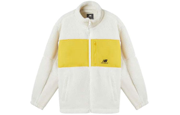 New Balance Velvet Jackets Unisex Yellow White Multicolor Stand Collar Moderate MDA35013-CRE M