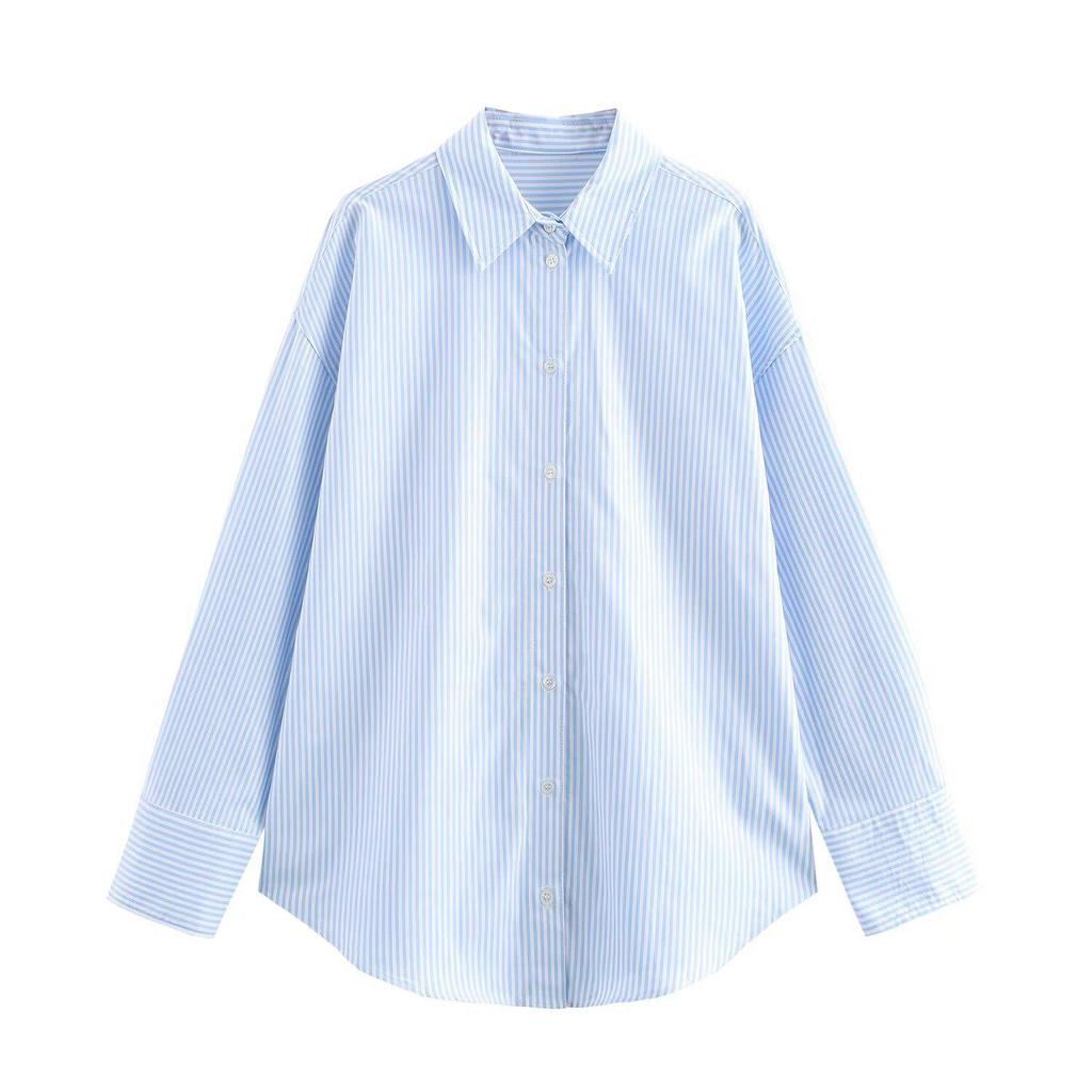 ZARZ DIY Women's Versatile Fashion Striped Oxford Shirt