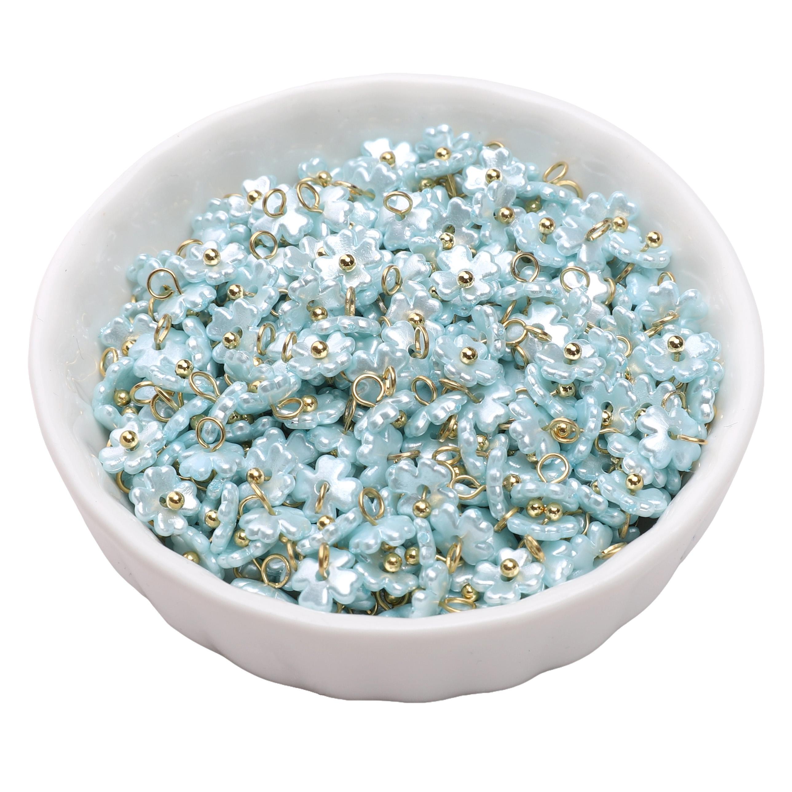 

Акриловая имитация жемчуга Шарм-подвеска в виде цветка с четырьмя лепестками для аксессуаров для изготовления ювелирных изделий 7mm синий