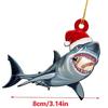 Shark Shaped Christmas Ornament Holiday Themed Acrylic Decoration Festival Season Indoor And Car Display Pendant