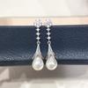 New Natural Freshwater Pearl Stud Earrings Women's Retro Court Style Slightly Inlaid Zircon Water Drop-shaped Pearl Earrings