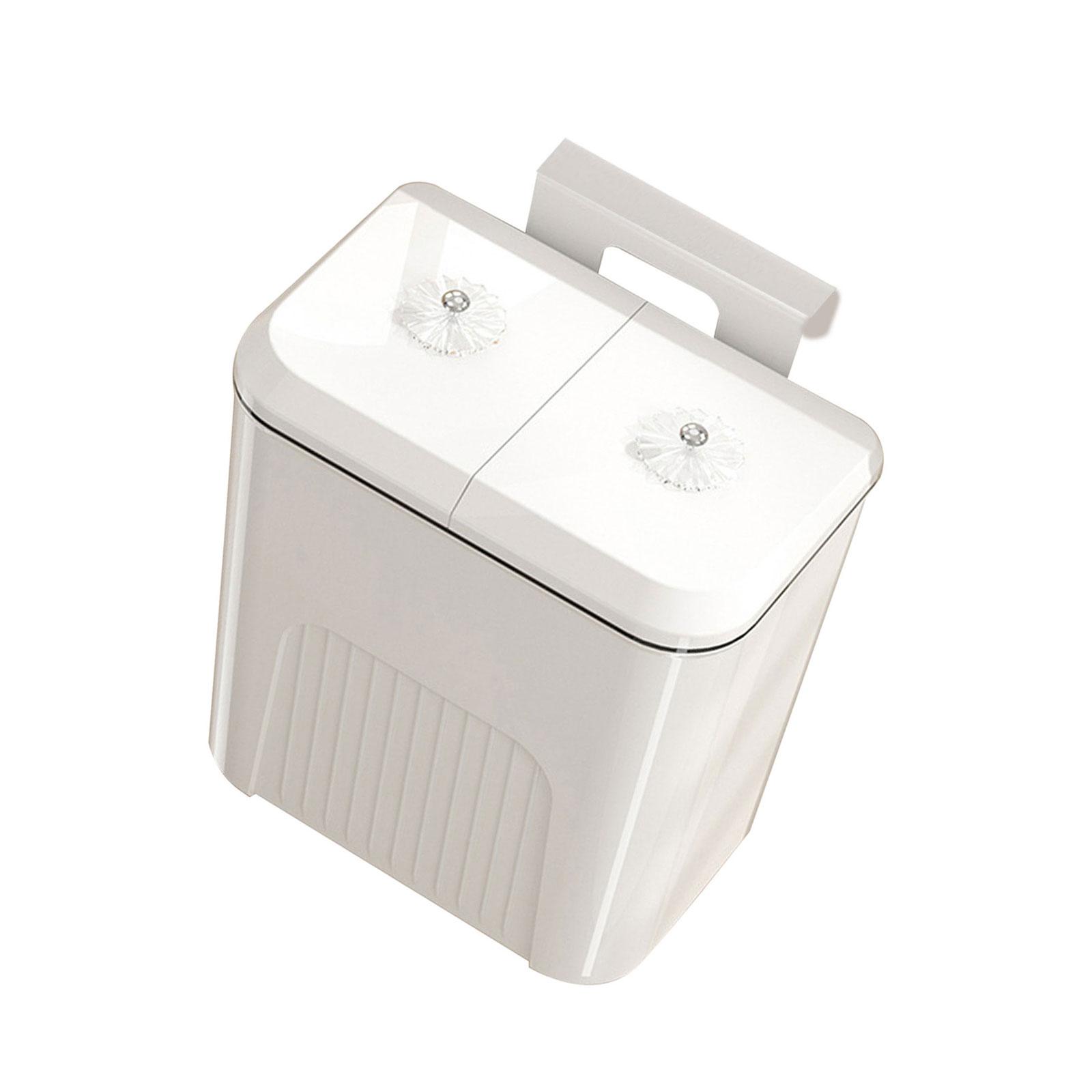 

Подвесной мусорный контейнер для раздельного сбора сухих и влажных отходов с двойной раздвижной крышкой для кухни, ванной, офиса и автомобиля белый