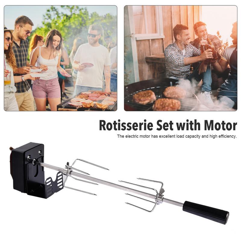 Automatic Electric BBQ Grill Rotisserie Kit With Motor Outdoor Spit Roaster Rod Charcoal Pig Chicken Beef Camping Cooking Tools