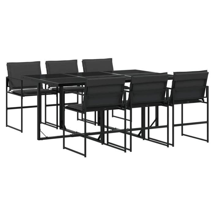 VidaXL Ensemble à manger de jardin 7 pcs avec coussins noir textilène, ensemble à manger d'extérieur, meuble à manger de 3295074