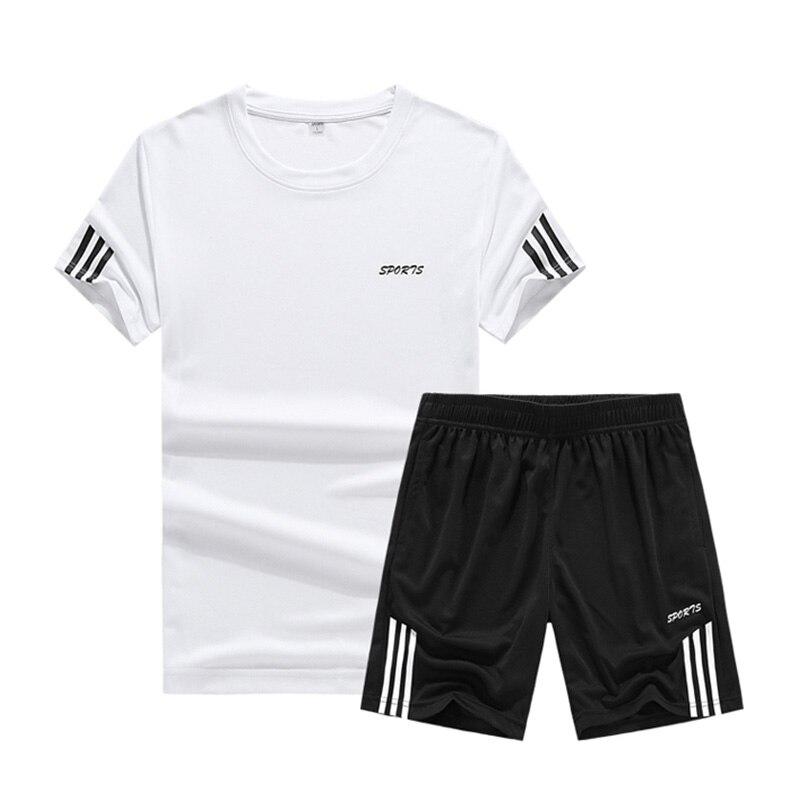 Summer Set Men Casual Two Pieces Suit Short Sleeve T-shirt & Shorts Sets Male Streetwear