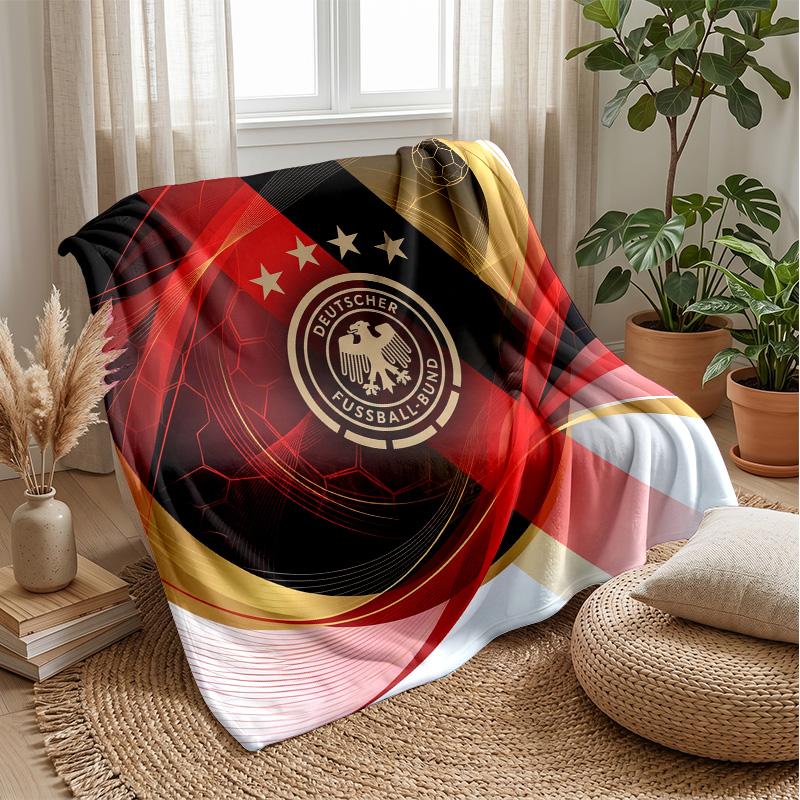 Germany Football Printed Flannel Blanket Skin Friendly Warm Decorative Throw for Indoor Couch Bed Daily Use