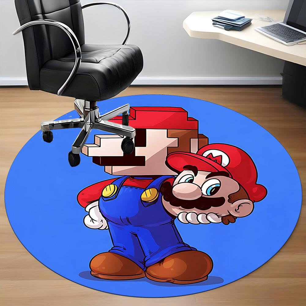 1pc Mario Pixel Art Office Round Area Rug, Indoor Mat Suitable For Office, Bedroom Living Room Home Decor, Room Deco,  Offic a0926219