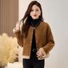 Fashionable Winter Petite Short Coat In Imitation Suede and Lamb Wool Fur - Style YX86210