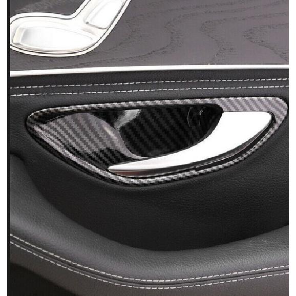 For Benz C-Class C300 C43 2015- Carbon Fiber Inner Door Bowl Cup Cover Trim