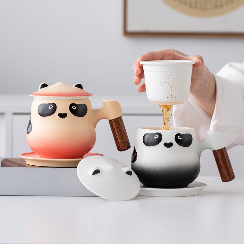 Panda Gift Box Tea Mug Creative Ceramic Tea Separation Cup with Lid Office Gift Filter Water Cup
