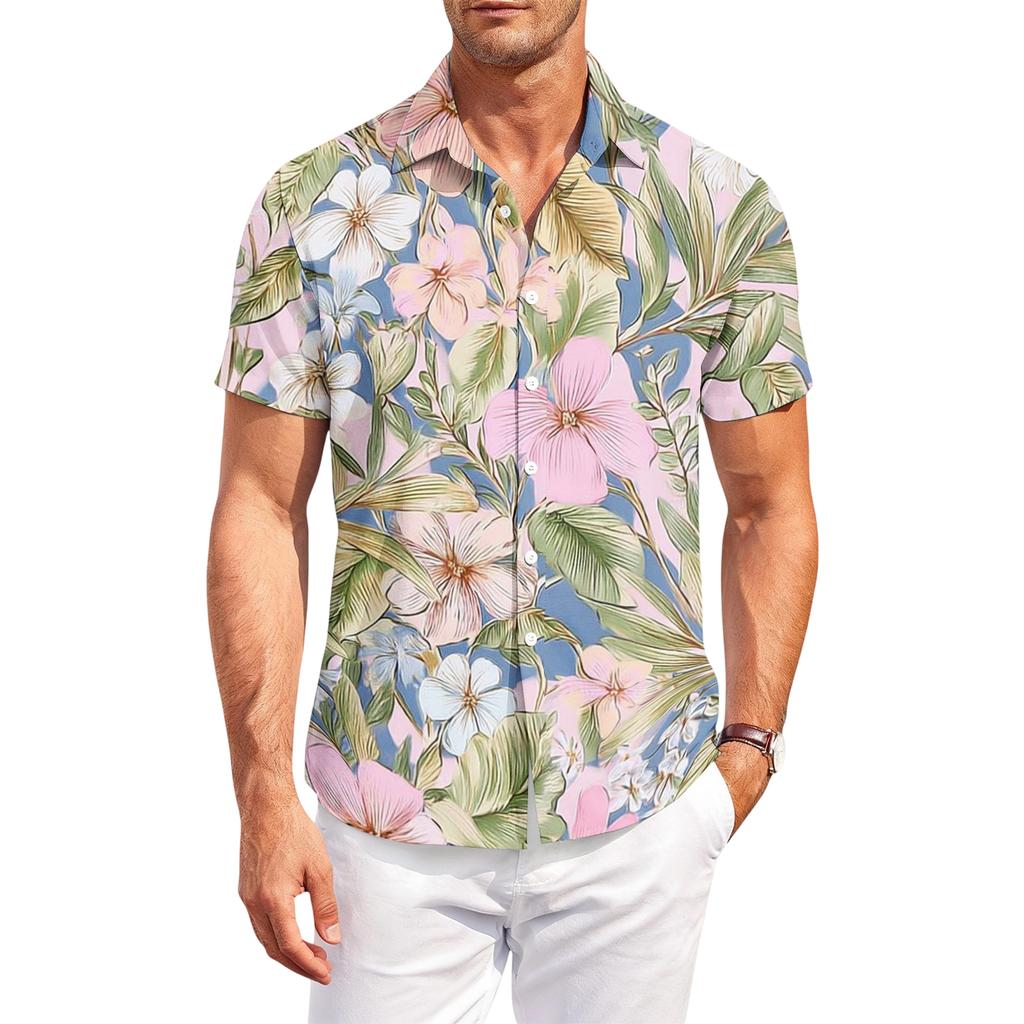 Casual Herenhemd met Korte Mouwen, Losse Pasvorm, met Hawaïaanse Print