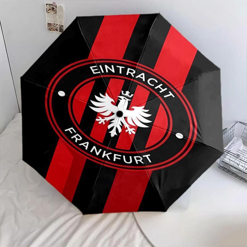 1 PC Automatic Folding Umbrella - Frankfurt Football Pattern Portable Foldable Design With 8 Ribs Christmas Birthday Gifts