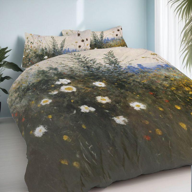 3-Piece Bedding Pillowcase Quilt Cover Set Wildflower Grass Landscape Pattern 2D Digital Printing Suitable For Bedroom  Decor